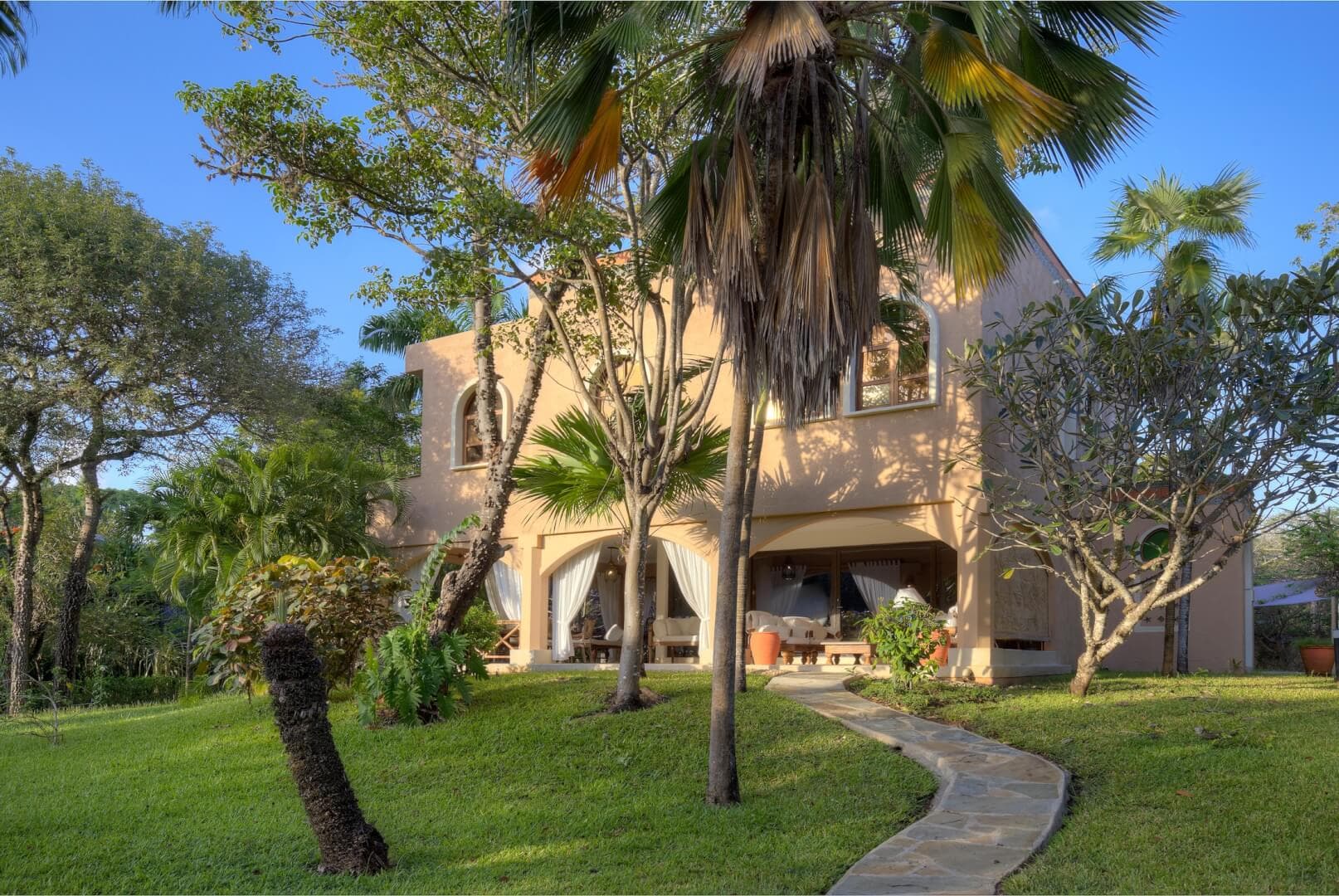 Exterior of a family-friendly villa at Almanara Resort, Diani Beach Kenya