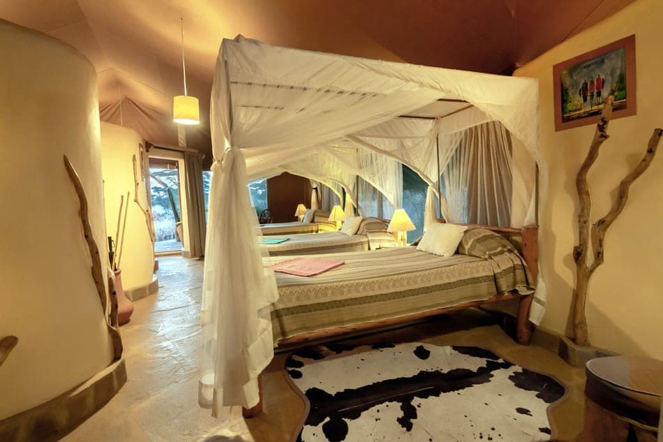 Triple tent interior