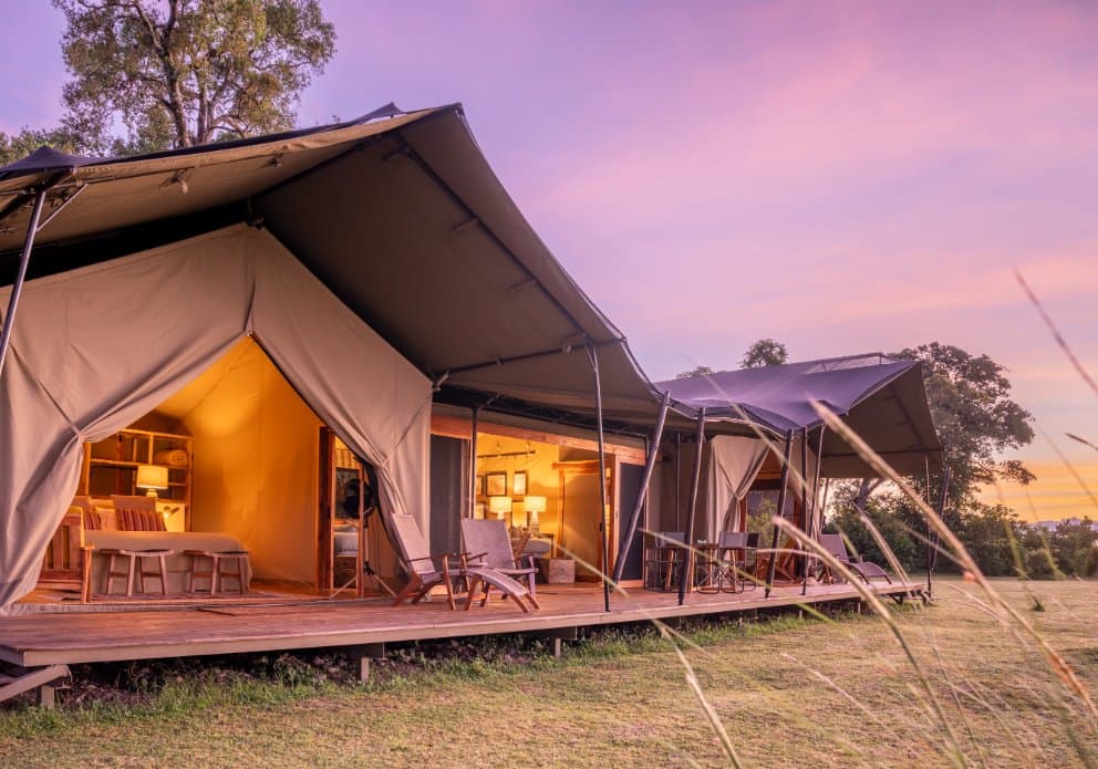Family tent at sunrise